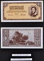 1945-1946. 50P-100.000.000BP (40x) + "MNB" bélyegek (3x négyes ívben) gyűjtemény egyedi al...