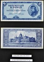 1945-1946. 50P-100.000.000BP (40x) + "MNB" bélyegek (3x négyes ívben) gyűjtemény egyedi al...