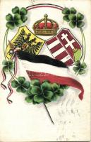 Austro-Hungarian flags, propaganda, clovers litho