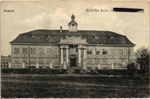 Zimony, Zemun; Djecacka skola, Verlag A. Stepner / boy school (wet damage)