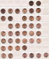 Amerikai Egyesült Államok ~360db-os vegyes fémpénz gyűjtemény, főleg cent, dime érmék, néhány quarte...