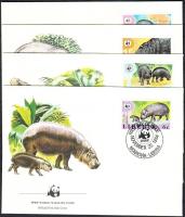 WWF pygmy hippo set 4 FDC, WWF törpevíziló sor 4 FDC