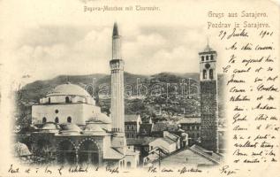 Sarajevo, Begova-Moschee, Turmuhr / mosque, clock tower (EK)