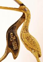 Antik, gólyát formázó díszes réz cukorfogó, M&C°jelzéssel