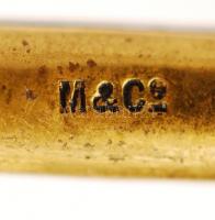 Antik, gólyát formázó díszes réz cukorfogó, M&C°jelzéssel