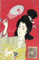 Geisha, Japanese art postard