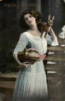 Easter, lady with rabbit (EK)