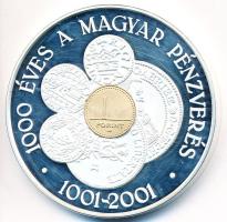 2001. "1000 éves a magyar pénzverés" ezüstözött bicolor bronz emlékérem T:PP felületi karc