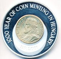 2001. "1000 éves a magyar pénzverés" ezüstözött bicolor bronz emlékérem T:PP felületi karc