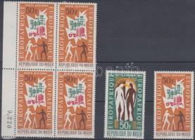 EUROPAFRIQUE 2 klf bélyeg + ívszéli négyestömb, EUROPAFRIQUE 2 diff. stamps + margin block of 4