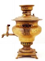 Antik orosz réz szamovár, címerrel és "Tula / P. Gudkova" jelzéssel, 31,5×27,5 cm /
Antiqu...