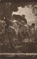 Le Cortege de Silene / Erotic nude art postcard s: E. Barthelemy (EK)