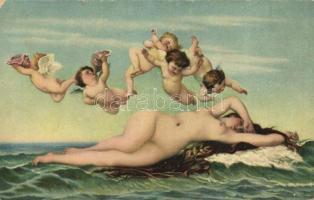 Die Geburt der Venus / The Birth of Venus, erotic art postcard s: Alexander Cabanel