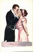 Etwas a conto / Kissing romantic couple s: James Montgomery Flagg, Csókolózó szerelmes pár, s: James Montgomery Flagg