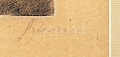 Boldizsár István (1897-1984): Utca részlet. Rézkarc, papír, jelzett, 16x30 cm