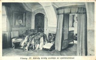 Tihany, IV. Károly király szobája az emléktáblával (fa)