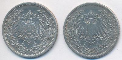 Német Birodalom 1905J 1/2M Ag + 1906F 1/2M Ag T:2-
German Empire 1905J 1/2 Mark Ag + 1906F 1/2 Mark ...