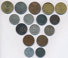 16db vegyes német fémpénz tétel, közte "Poroszország 1797. 1/2Kr", "Német 3. Birodalo...