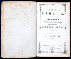 Biblia. Szent Biblia, azaz Istennek Ó és Új Testamentomában foglaltatott egész Szent Írás. Magyar nyelvre fordíttatott Károli Gáspár által. azaz Istennek Ó és Új Testamentomában foglaltatott egész Szent Írás. Magyar nyelvre fordíttatott Károli Gáspár által. Kőszeg, 1842. Reichard Károly. Korabeli egészbőr-kötésben. Fedőlap kopottas, egyébként jó állapotú.