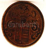 Régi bronz pecsétnyomó, rajta a magyar címerrel, h: 2 cm, h: 4,5 cm /
old bronze stamp