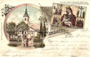 1898 Fiume, Trsat, Tersatto; church, life of Jesus Christ, floral Art Nouveau litho (EB)