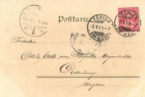 Geruch, floral Art Nouveau postcard, litho