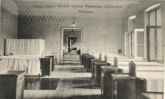 Temesvár, Józsefváros, Iskola Nővérek Intézete, hálóterem, belső / Institute for School Nurses, bedroom, interior