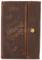 1900 Budapesti Rendőrségi Zsebkönyv,díszes, aranyozott egészvászon kötésben, patenttal,ceruzatartóval.