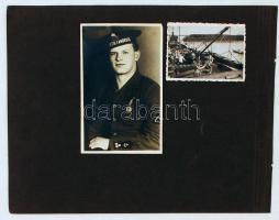 cca 1930-1940 Magyar királyi folyamőr temetése, 9 db fotó albumlapra ragasztva, 6x9 és 9x14 cm közöt...