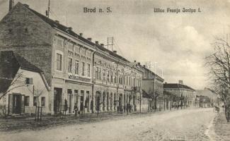 Bród, Slavonski Brod; Ulica Franje Josipa I / street, shop of Adolf Kisig (EK)