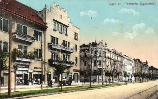 Temesvár, Liget út, papírkereskedés, Sírkő raktár / street, paper shop, gravestone shop (EK)