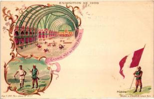 1900 Paris, Exposition; Grande nef du Grand Palais / exhibition, palace of Peru, litho