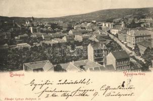 1899 Budapest I. Krisztinavárosi látkép az Alagút felől, Karácsonyi palota; Károlyi György kiadása
