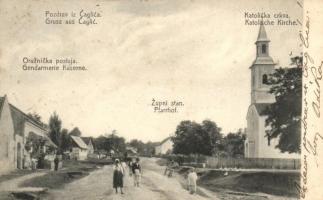 Caglic, Gendarmerie Kaserne, Pfarrhof, Katolische Kirche / gendarmerie barracks, rectory, church (fl)