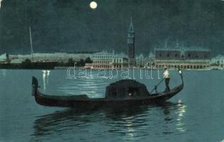 Venice, Venezia; gondola, night