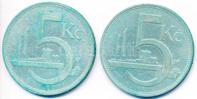 Csehszlovákia 1929-1930. 5K Ag (2x) T:3 Czechoslovakia 1929-1930. 5 Korun Ag (2x) C:F Krause KM#11