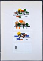 Vajda Lajos (1922-2008): Minicar 1965. Plakát terv.  Vegyes technika, papír, 31×14 cm