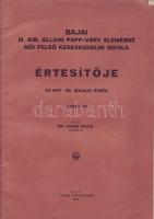 1927 Bajai M. kir. Papp-Váry elemérné felső kereskedelmi iskola értesítője