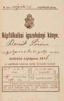 1895 Honvéd Népfölkelési Igazolványi Könyv,   jó állapotban