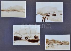 Fotó album Sicilia 1907.   Régi fényképek a hajóútról, kikötőről, mozgalmas utcai jelenetekről, vias...