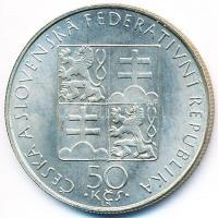 Csehszlovákia/Cseh és Szlovák Szövetségi Köztársaság 1990. 50K Ag T:1- Czechoslovakia/Czech and Slovak Federal Republic 1990. 50 Korun Ag C:AU