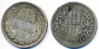1915. 1K Ag "Ferenc József" + Ausztria 1895. 1K Ag "Ferenc József" T:2,3