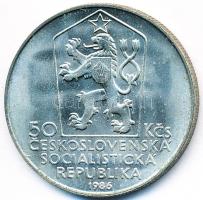 Csehszlovákia 1986. 50K Ag "Lőcse" T:1- Czechslovakia 1986. 50 Korun Ag "Levoca" C:AU