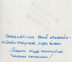 1974 Szervatiusz Jenő(1903-1983) szobrászművész portréja, hátoldalon feliratozva, 13x18 cm