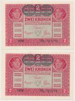 1917. 2K (2x) "Deutschösterreich" felülbélyegzéssel mindkettő, sorszámkövetők T:I,I- hajta...