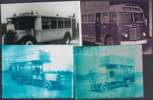 10 db régi autóbuszokról készült fotó, 11x8 és 15x10 cm közötti méretekben