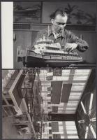 cca 1960-1970 4 db hajómakettek készítéséről, MTI Fotó, 13x18 cm