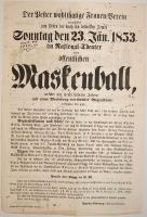 1853 Pesti Jótékony Nőegylet álarxo báli hirdetménye magyar és német nyelven