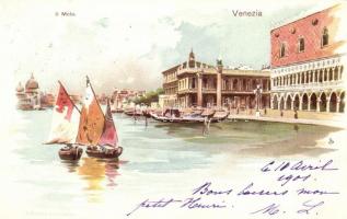 Venice, Venezia; molo, litho (fa)