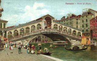 Venice, Venezia; Ponte di Rialto / bridge, litho